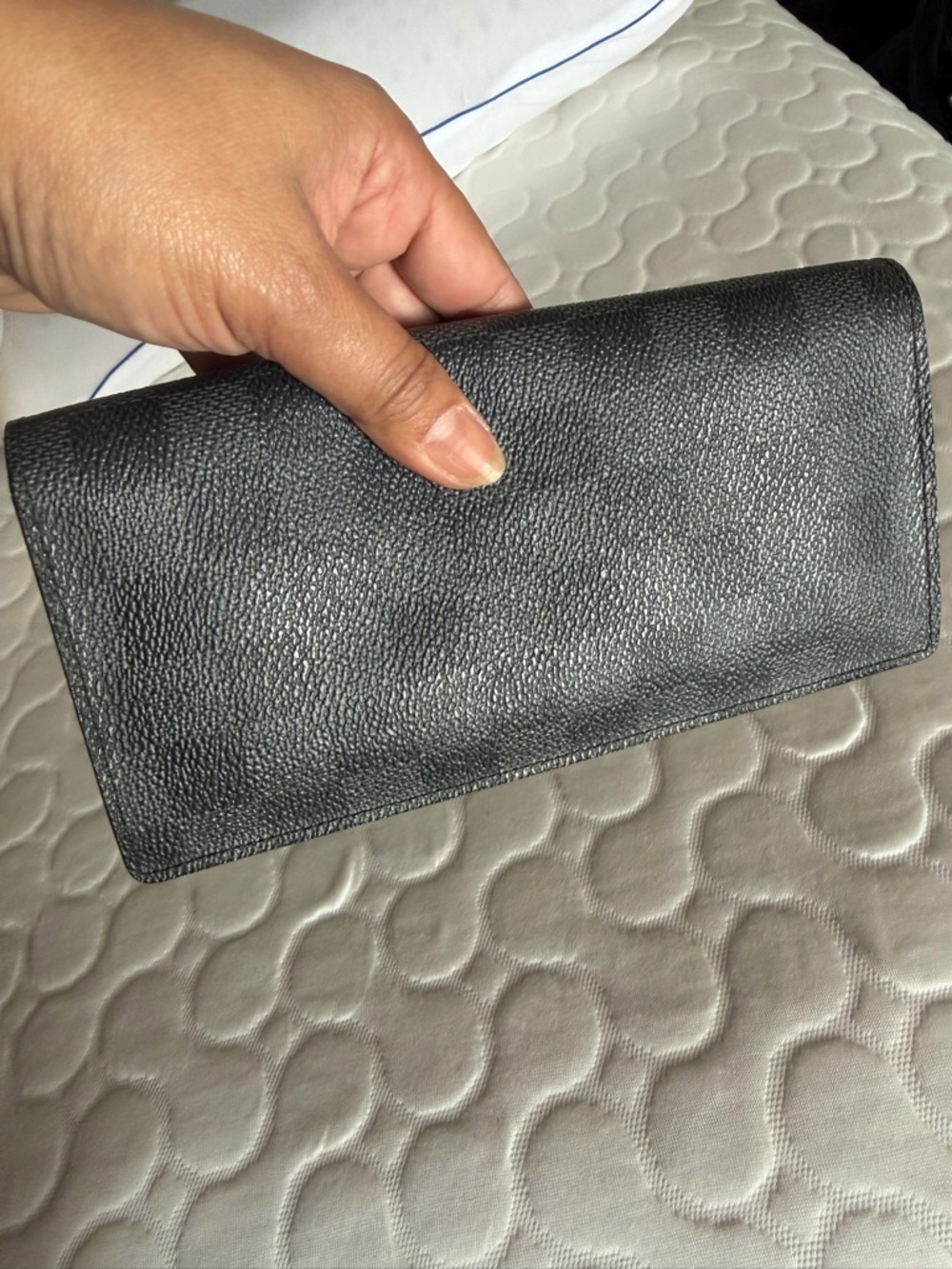 Louis Vuitton Black Textured Leather Card Sleeve with Logo